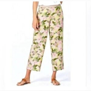 J.jill Live Linen Floral Wide-Leg Cropped Pants Size S-Petite